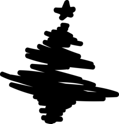 Christmas Tree Drawn With Scribbles Sticker Svg Vector, Free Vectors File